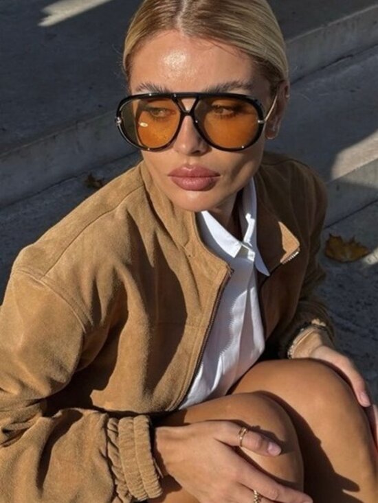 Bottega Veneta BV1273S 003 Sunglasses Black and Gold Geometric Frame, Yellow main image 14
